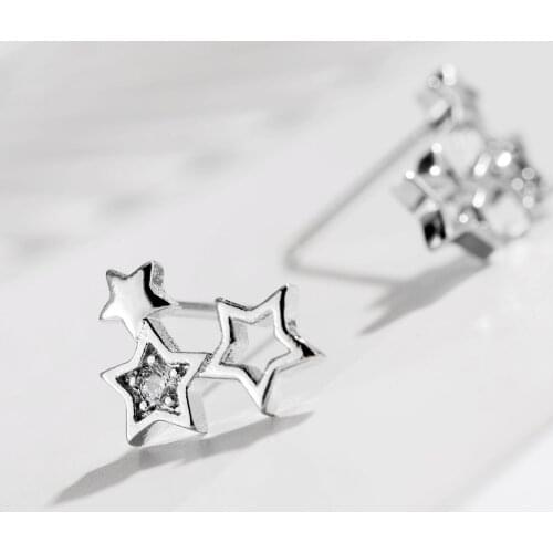 Fashion Jewelry Real 925 Sterling Silver Crystal Star Stud Earrings For Women Kids 2020 Prevent Allergy pendientes pendientes