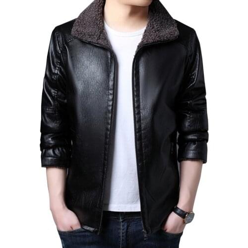 Men Vintage Winter Coats Lapel Collar Plus Velvet Leather Jacket 2020 Mens Thicken Warm Fashion Motorcycle Jacket Overcoats