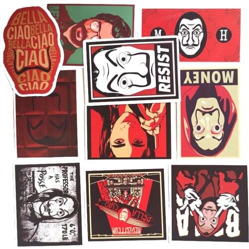 50PCS TV Show Money Heist La Casa De Papel Sticker Waterproof To DIY Moto Car Laptop PC Suitcase Cool Decal Stickers F4