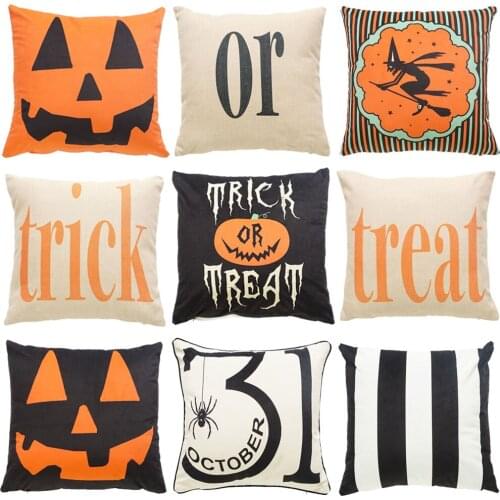 Halloween Cushion Cover Pillow Case Trick Or Treat Pumpkin Decorative Halloween Party Decorations Sofa Living Room Home Decors