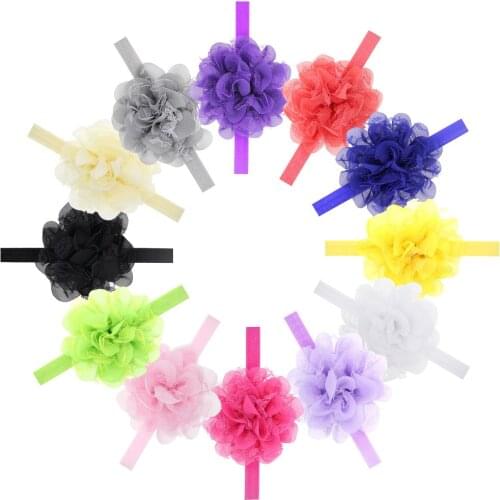Nishine 8pcs/lot Baby Girls Lace Chiffon Mesh Flower Headband Elastic Kids Hair Bands Newborn Infant Photo Props Accessories