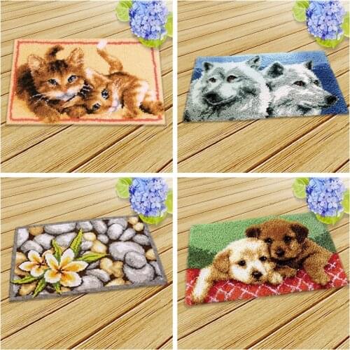 Latch Hook Cushion Animals Carpet Embroidery Needlework Crochet Pillows Accessories DIY Latch Hook Rug Kit Cross Stitch Rug Kit