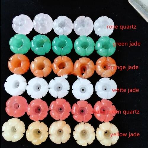 10pieces LOOSE BEADS amethyst/ rose quartz/ jade carved pumpkin/flower wholesale for DIY jewelry necklace