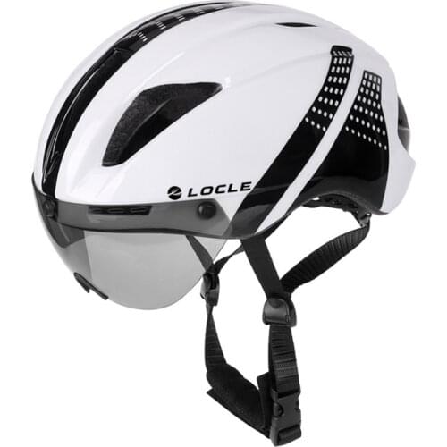 LOCLE Aero Helmet TT Time Trial Cycling Helmet Men Women Goggles Road Bike Helmet with Lens Casco Ciclismo Bicycle Equipment