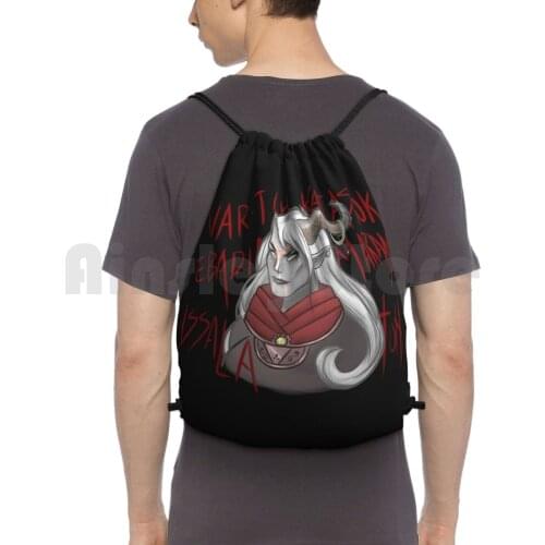 Fem Qunari Backpack Drawstring Bags Gym Bag Waterproof Dragon Age Da Inquisition Qunari Qun Hera Herah Aadar Videogames