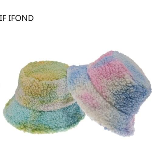 Faux Fur Wool Winter Bucket Hat for Women Thick Warm Plush Bob Ladies Travel Panama Fisherman Hat