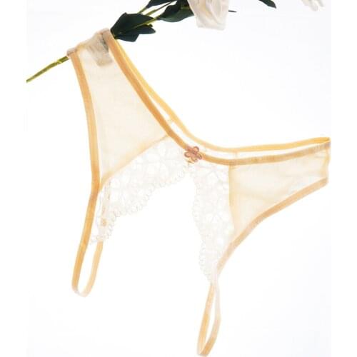 Women Sexy Lingerie Exotic Open Crotch Panties Thong G-string Sexy Lace Crotchless with floral Perspective lingerie femme thongs