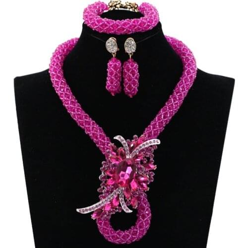 2018 Fresh Royal and Blue Nigerian Wedding Beads Chunky Jewelry Set Gold Costume Women Necklace Earrings Set Free shipping HX861