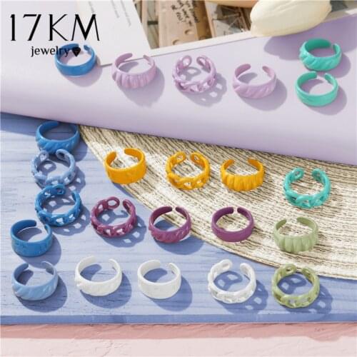 2021 Trendy Candy Color Geometric Resin Chain Rings for Women Irregular Star Dripping Oil Open Rings Jewelry Travel Gifts