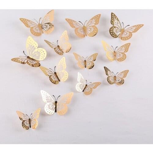 12pcs 3D Hollow Butterfly Wall Sticker Living Room DIY Decoration Wall Switch Stickers Kids Room Birthday Party Wedding Decor