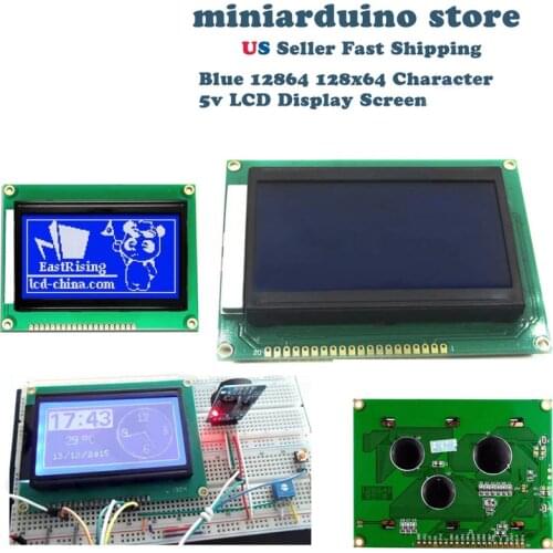 12864 128x64 Dots Graphic Blue Color Backlight LCD Display Module for arduino