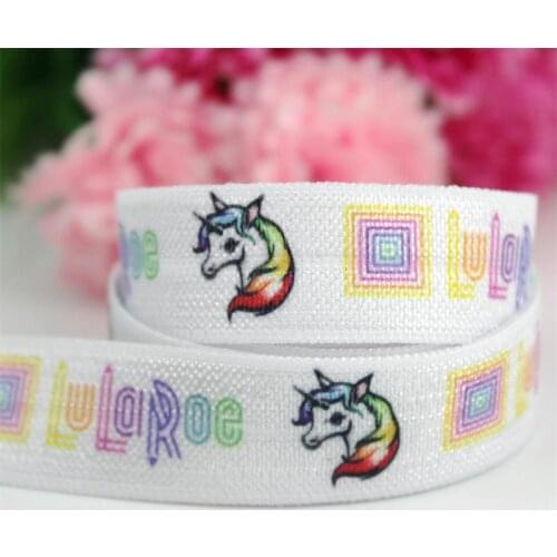 16mm heat transfer unicorn printed stretch elastic grosgrain ribbon for sewing 50 yards