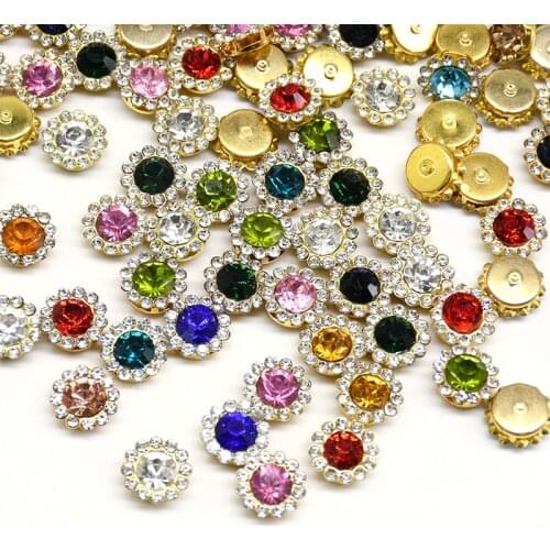 20/100pcs Round Flower Crystal Rhinestones Shiny Claw Cup Rhinestone Stones For Clothing Decor DIY Crafts Flatback Sewing Supply
