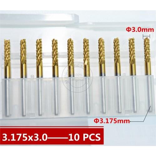 3.175mm*3.0mm-10PCS,Freeshipping-10pcs,CNC Solid carbide TiALN Coated PCB end mill,Micro PCB Board End mill,corn milling cutter