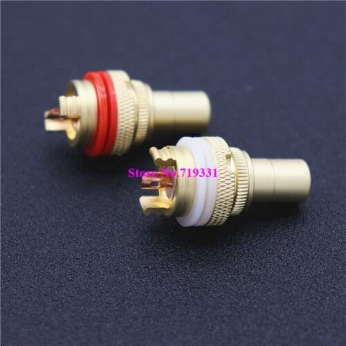 4Pcs Gold RCA Female Socket Chassis Connector Phono Copper Plug Amp HiFi 4Pcs