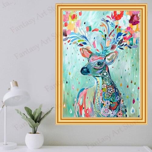 5d Diy Colorful Deer Diamond Painting Cross Stitch Kit Full Diamond Embroidery Mosaic Art Picture Rhinestone Home Decoration