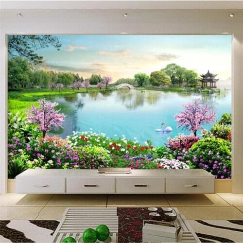 Beibehang Custom 3d wall paper years quiet beautiful lake tourist scenic mural sofa living room bedroom TV backdrop decorative