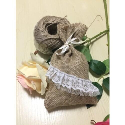 Free shipping fashion lace Burlap lace bag Candy Bag burlap bag Lace beads bag