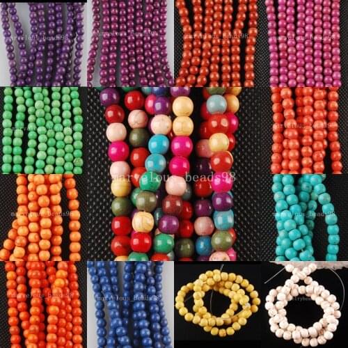 Free Shipping Fashion Jewelry 6mm Beautiful Multicolor Howlet Howlite Ball Loose Beads 15.5" WFH309