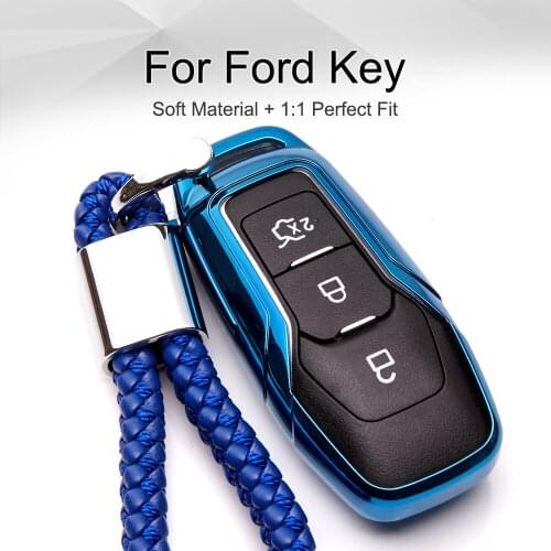 TPU Car Key Case Cover For Ford Fiesta Focus Ranger Kuga C Max Galaxy Explorer Fusion S Max Mondeo Mustang Key Fob Ring Styling