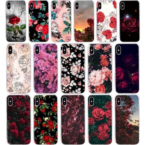 287H Valentines day roses flowers Soft Silicone Tpu Cover phone Case for iphone 5 5s se X XR XS Max case