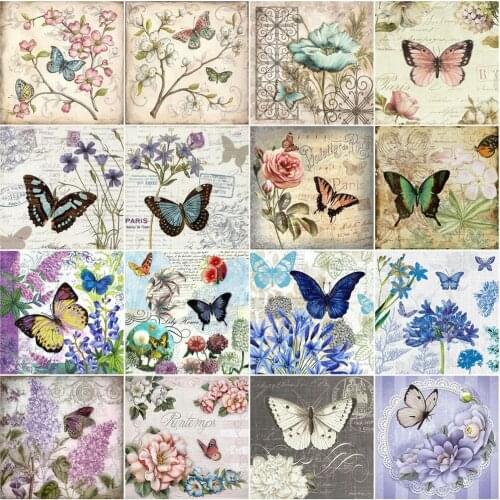 HUACAN 5D DIY Diamond Painting Cross Stitch Animal Full Square Diamond Embroidery Butterfly Mosaic Of Rhinestone Flower Decor