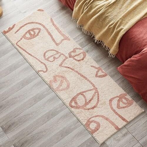 INS trends pink color round shaped living room rug ,abstract faces weaved bedside carpet decoration floor mat SALES