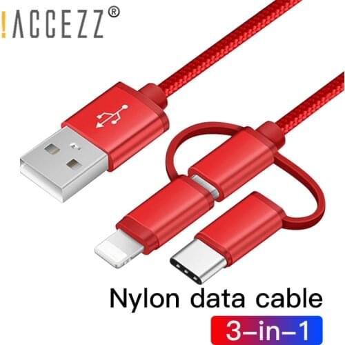 !ACCEZZ All in One Micro USB Type C 8 Pin Charger Data Cable For iPhone X XS MAX Cables Fast Charging USB For Samsung Galaxy S9