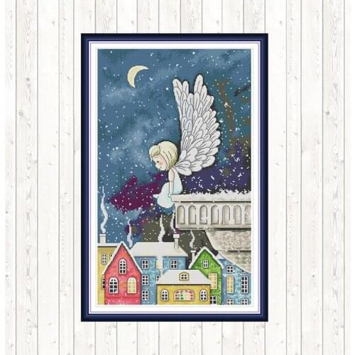 Count Cross-stitch Angel Patterns Aida Canvas for Embroidery 14CT 11CT DMC Printed on Canvas DIY Chinese Cross Stitch Art Crafts