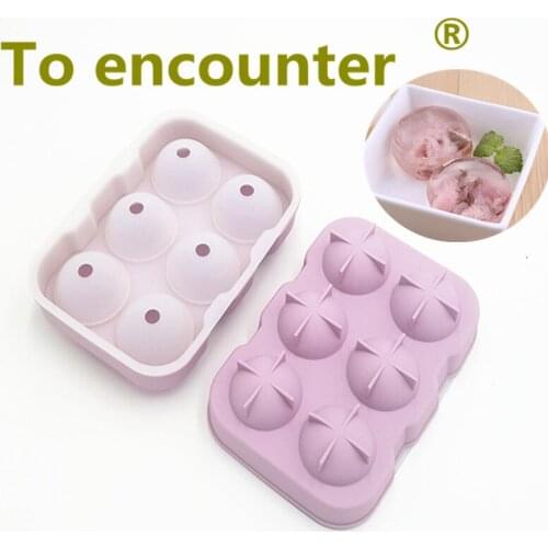 To encounter 18*13*5cm Round whiskey Ice balls shape trays 6 hole spheroidal silicone mould Ice wine frozen fruit pastry tools