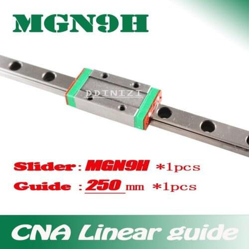 9mm Linear Guide MGN9 L= 250mm linear rail way + MGN9H Long linear carriage for CNC X Y Z Axis Free shipping