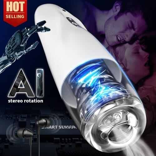 Automatic Rotation Male Masturbator Cup Hands Free Stroker 10 adjustable frequencies Man Masturbation vibrator Sex Toys for Men