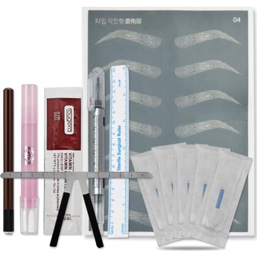 New Practice Tattoo Kits Set Pro Microblading Permanent Makeup Brow Micro Blade Needle Pen Pigment Ink Train Tattoo Tool