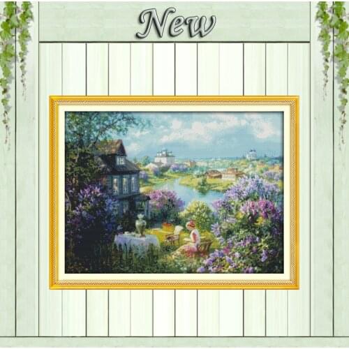 Town of autumn scenery diy painting Counted Printed on canvas DMC 11CT 14CT Chinese Cross Stitch kits Needlework Sets embroidery