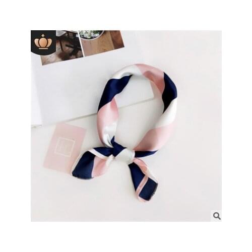 Retro print stripes lines pink white blue silk square scarves scarf necktie kerchief hairband headscarves hair jewelry for women
