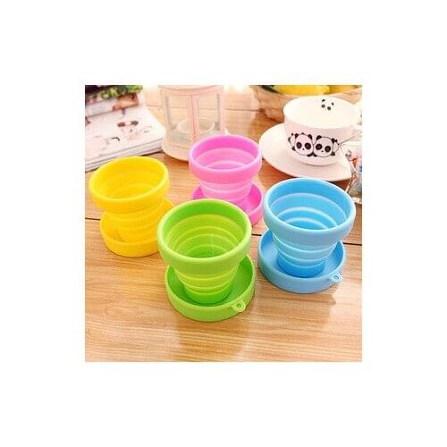 Portable Silicone Retractable Folding Cup with Lid Outdoor Telescopic Collapsible Drinking Cup Travel Camping water cup