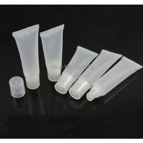 10-15ML Transparent Frosted Plastic Soft Hose Tube for Lipgloss, Empty Portable Squeezable Lip Paint Oil Refillable Container