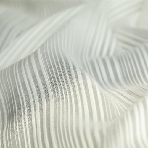 Yarn-dyed sheer silk blends cotton fabric, beige color, irregular 3D stripes,sewing for dress,skirt,home decor,craft by the yard