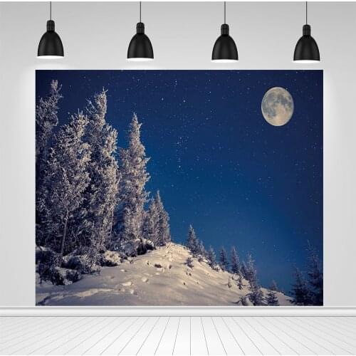 Scopiso Christmas Backdrop Winter Tree Snow Mountain Moon Baby Birthday Party Customized Photography Background For Photo Studio