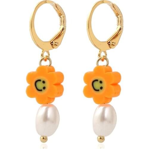 Earrings European And American Set Yin Yang Tai Chi Smile Face Devil Eyes Mushroom Soft Pottery Ear Button Female