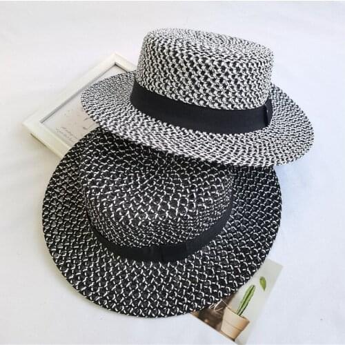 Women Summer Elegant Flat Sun Hat Bow Straw Hats Fashion Femme Beach Hat