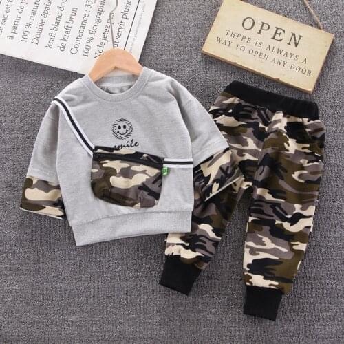 Baby Boy Clothes Sport Suit Casual Kids Clothing Sets New Autumn Patchwork Satchel Tracksuit Camouflage 2-pieces Toddler Outfits