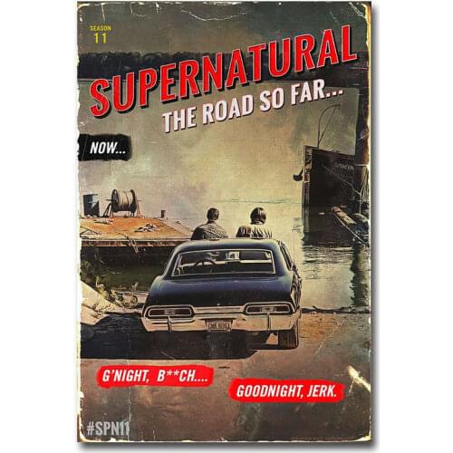 Supernatural Car TV Series 4 Silk Fabric Wall Poster Art Decor Sticker Bright