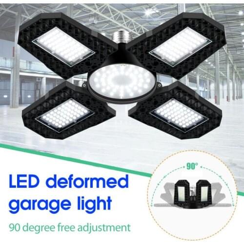 LED Four Leaf Garage Light Foldable Garage Ceiling Lamp Deformation Basement Indoor Outdoor Deformation E27 High Bay Light