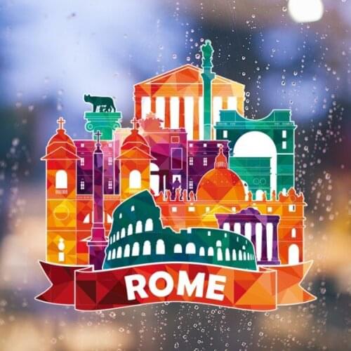 Taly Rome Landscape Customs Landmark Illustration Pattern Removable Wall Sticker Art Decals Mural DIY Wallpaper for Room Decal