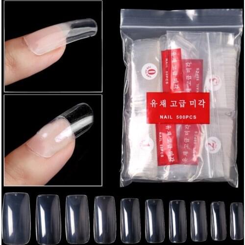Taoye teemo 500 Pcs/bag Clear White Natural French False Acrylic Nail Tips UV Gel Ultra Flexible - Size #0- #9 model Fake Nail
