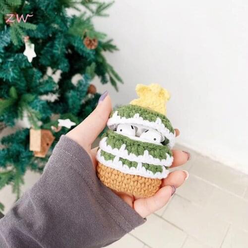 Knitted Christmas Tree Headphone Protective Case For Airpods 1 2 Pro Wireless Cover Wool Cute Cartoon Soft Shell