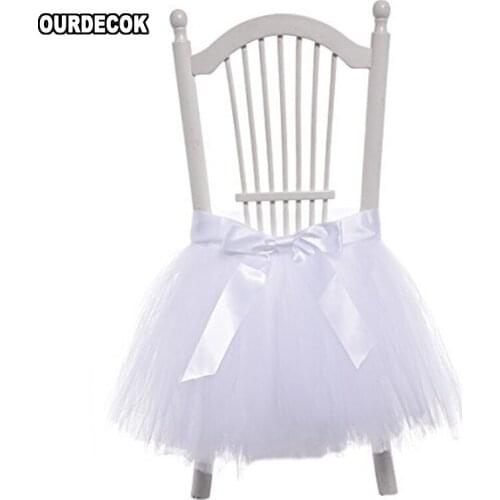 Tutu Tulle Table Skirts Baby Shower Decorations Chair Sashes With Ribbon for Wedding Event Decoration Festive Party Supplies 1pc