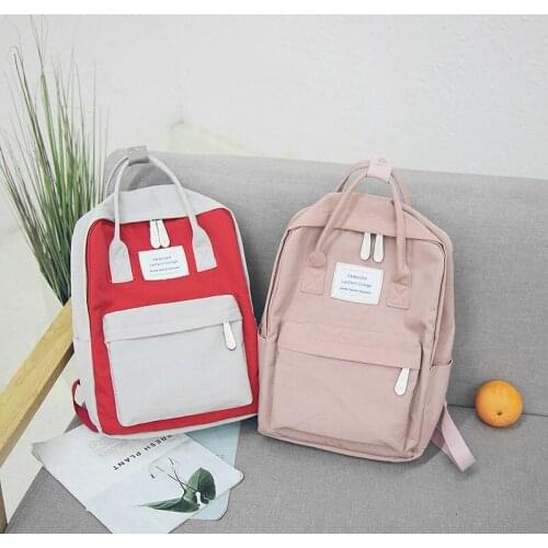 Women Canvas Backpacks Candy Color Waterproof School Bags for Teenagers Girls Big Cute Laptop Backpack Patchwork Kawaii Backpack