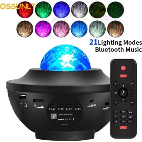 Starry Projector Galaxy Night Light With Ocean Wave Music Speaker Nebula Cloud Ceiling Lamp For Decoration Birthday Gift Party